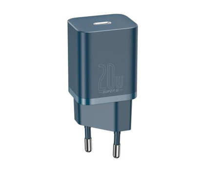Ładowarka i akumulator BASEUS sieciowa Super Si Quick Charger 1xUSB-C 20W (niebieska) CCSUP-B03